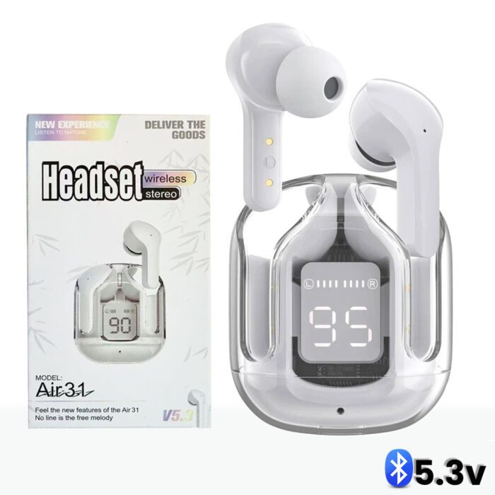 Air 31 TWS Transparent Earbuds Bluetooth 5.3V White