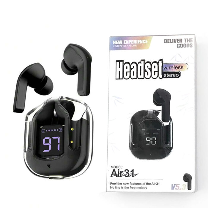 Air 31 TWS Transparent Earbuds Bluetooth 5.3V Black