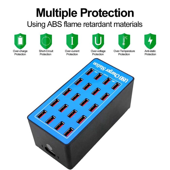 20-Port 100W Multiple Usb Charging Station For Multi Devices