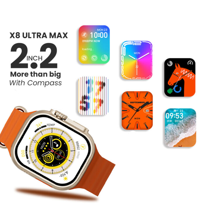 2.2 Inch X8 Ultra Max Smart Watch Series 8 NFC Amoled Display Wireless Charging (Orange)