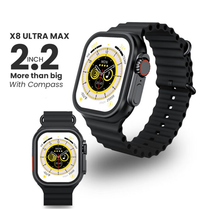 2.2 Inch X8 Ultra Max Smart Watch Series 8 NFC Amoled Display Wireless Charging (Black)