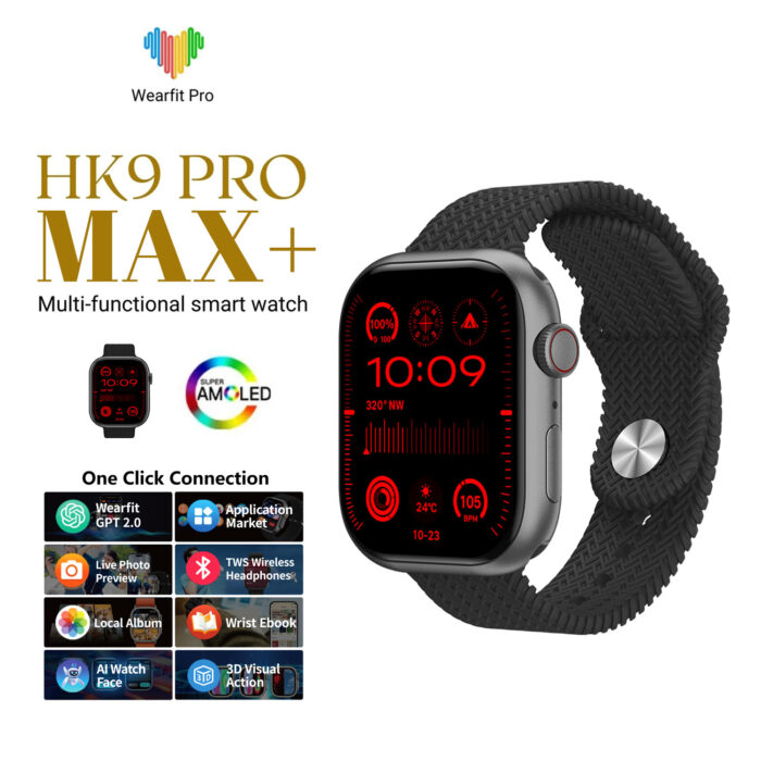 HK9 PRO Max + Smartwatch 1Gb Rom  2.02 Amoled Screen (Black)