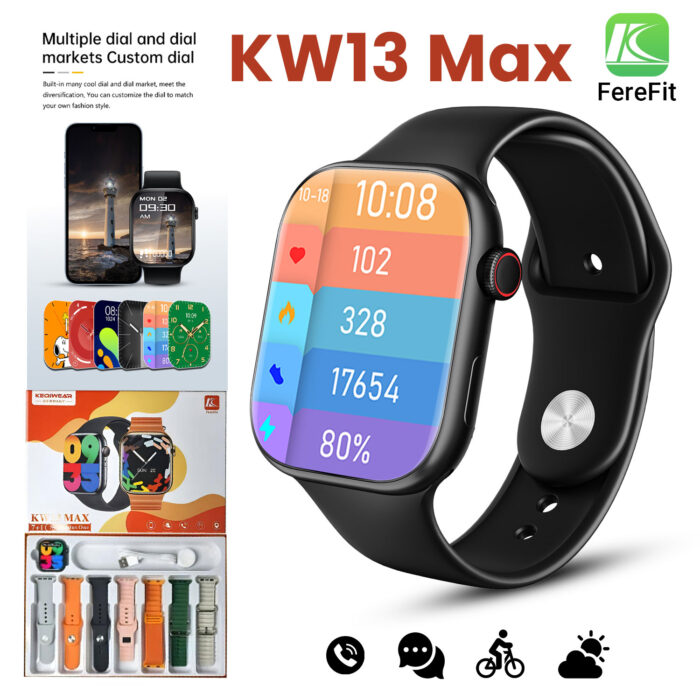 Kw13 Max 2.2 Inch Full Touch Screen 7 Straps Bt Calling Compatible System Android