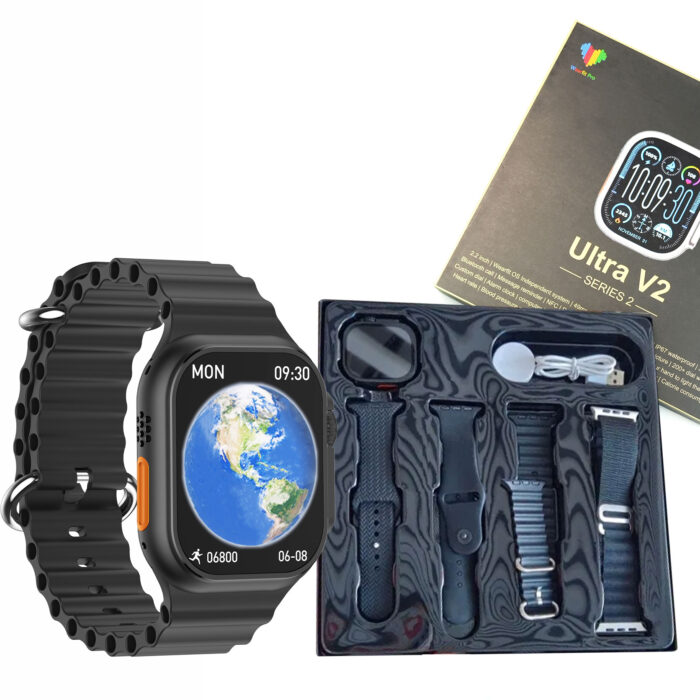 Ultra V2 New Fashion 2.2 Large Screen with 4 Straps Smart Watch