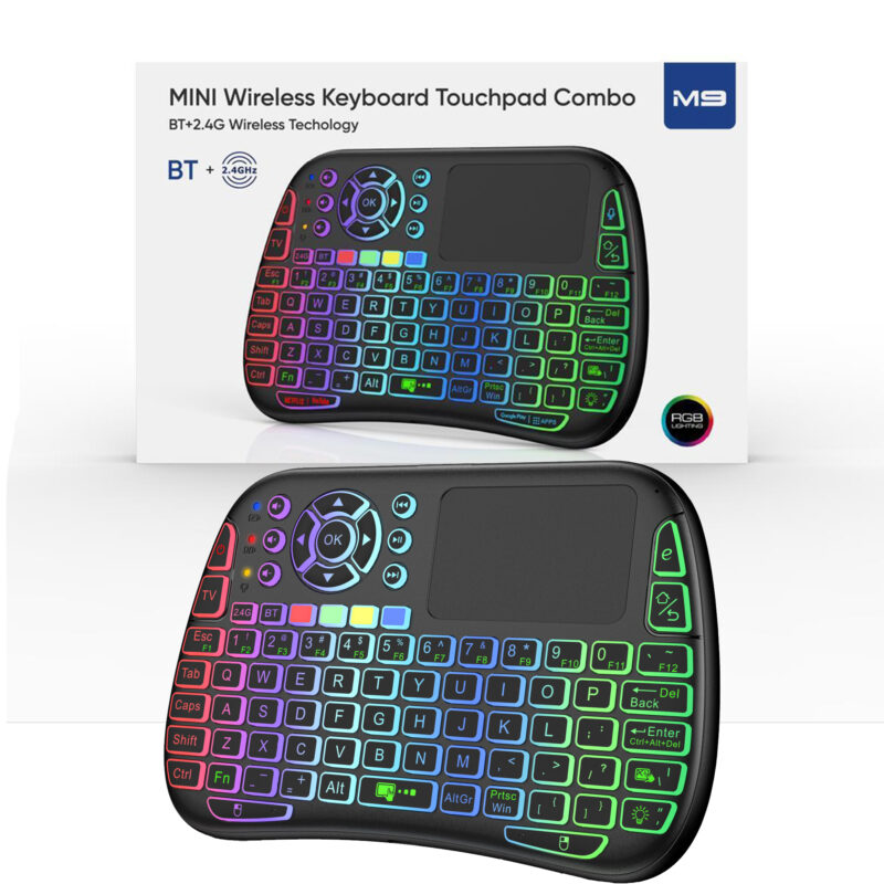M9 Bluetooth Mini Wireless Keyboard 7 Backlight 2.4G Air Mouse Remote Touchpad